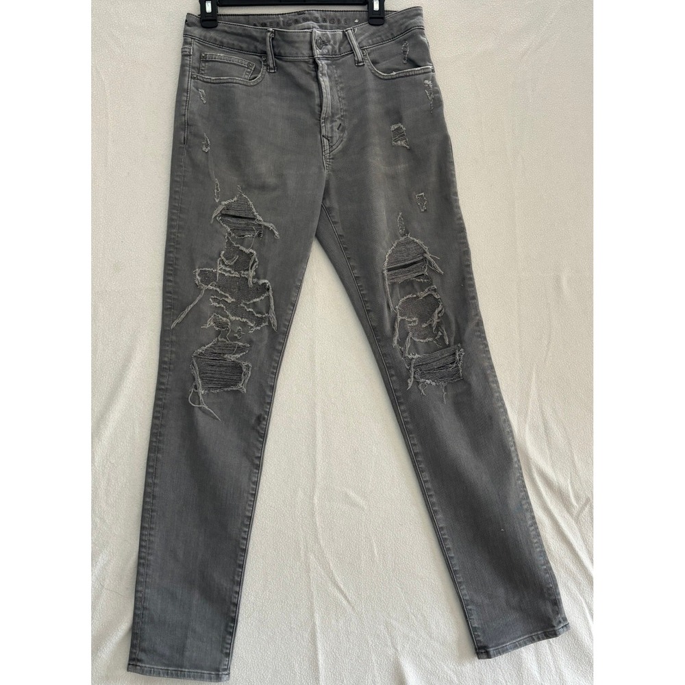 American Eagle Ne(x)t‎ Level Flex Skinny Distressed Gray Jeans 31x32 Womens